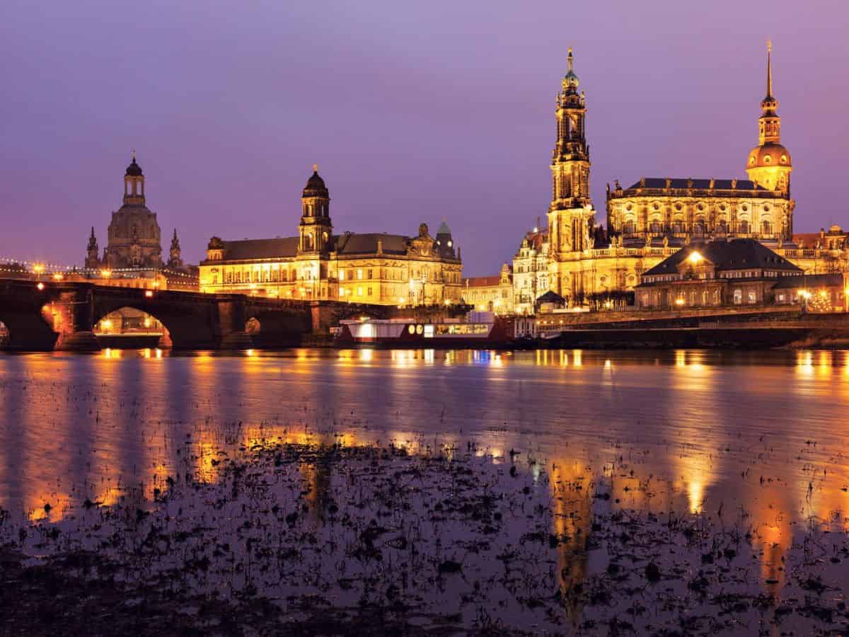Dresden at dusk, a famous city in Germany.