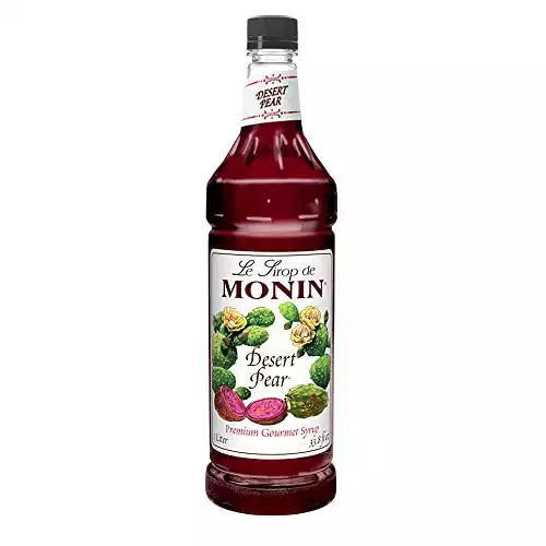 Monin - Desert Pear Syrup, Bold Flavor of Prickly Pear Cactus, Natural Flavors, Great for Iced Teas, Lemonades, Cocktails, Mocktails, and Sodas, Non-GMO, Gluten-Free (1 Liter)