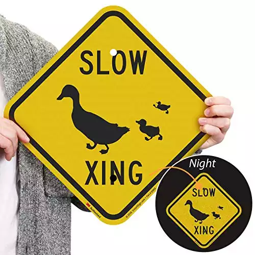 SmartSign "Slow - Duck Xing" Crossing Sign | 12" x 12" 3M Engineer Grade Reflective Aluminum