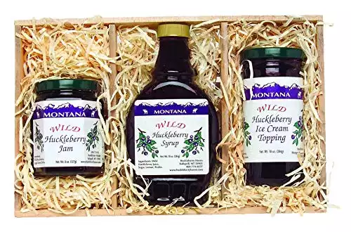 Montana Gift Crate: 10oz Huckleberry Syrup, 8oz Huckleberry Jam, 10oz Huckleberry Topping