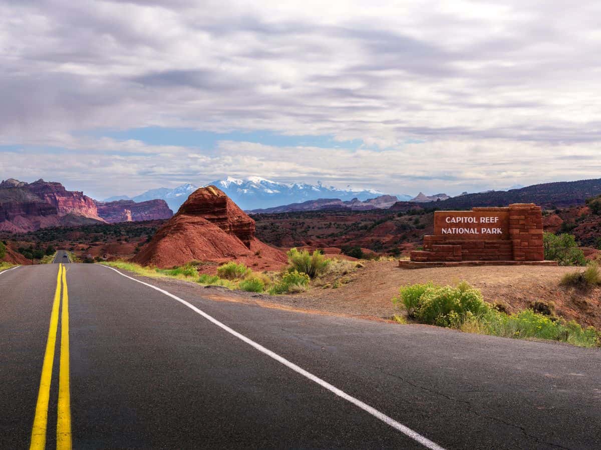 The road into Capitol Reef National Park in Utah.