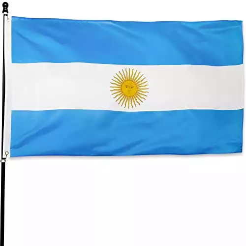 DANF Argentina Flag 3x5 Foot Polyester Argentinian National Flags Polyester with Brass Grommets 3 X 5 Ft