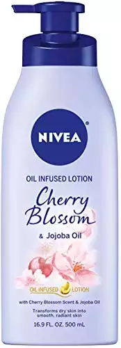 Nivea Oil Infused Body Lotion, Cherry Blossom Lotion with Jojoba Oil, Moisturizing Body Lotion for Dry Skin, 16.9 Fl Oz Pump Bottle