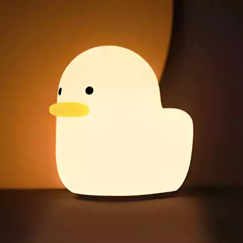 UNEEDE LED Benson Night Light, Cute Duck Animal Silicone Nursery Night Light Rechargeable Table Lamp Bedside Lamp with Touch Sensor for Baby Girls Women Bedrooms, Living Room