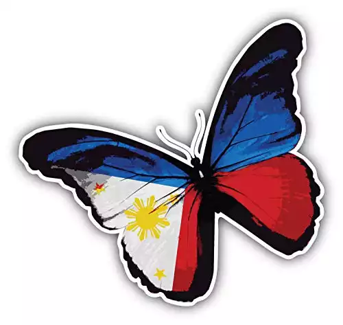 Philippines Butterfly Flag Window Truck Car Bumper Sticker Decal 5'' x 5''