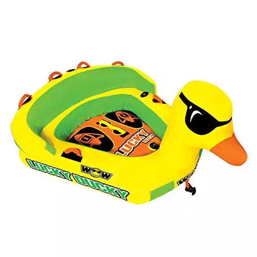 WOW Sports Lucky Ducky 1 or 2 Person Inflatable Cockpit Towable Tube for Boating, 19-1040