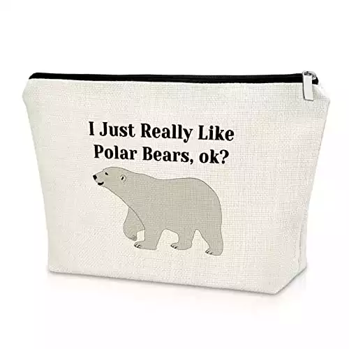 Polar Bear Gifts for Women Makeup Bag Polar Bear Lover Gift Animal Lovers Gift for Friend Cosmetic Bag Birthday Gifts for Sister Graduation Gifts for Her Christmas Gifts Cosmetic Travel Pouch