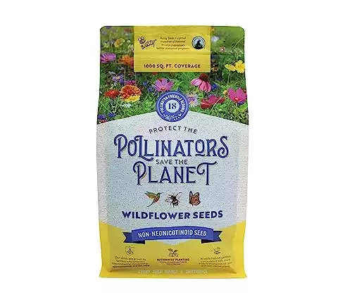 BUZZY Wildflower Pollinator Seed Mix (1lb Bag), 18 Pollinator-Friendly Varieties, Protect The Pollinators & Save The Planet, Coneflower, Sunflower, Calendula, Cosmos, & More, Growth Guaranteed