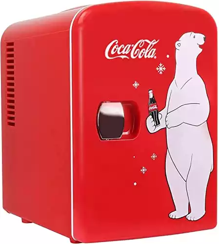 Coca Cola KWC4 KWC4B Polar Bear 4 litres Mini Fridge, 4 Liters, Red/White