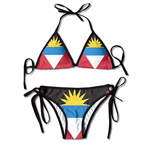 Flag of Antigua and Barbuda Sexy Boxing Bikini Women Halterneck Top and Set Swimsuits Beach Swimming Black