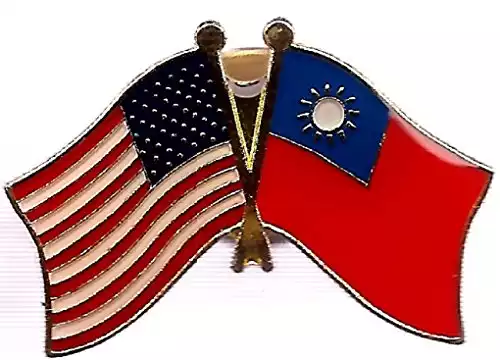 PACK of 3 Taiwan & US Crossed Double Flag Lapel Pins, Taiwanese & American Friendship Pin Badge