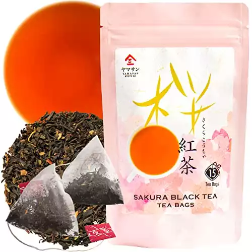 Sakura Japanese Loose Leaf Black Tea Bag 3g×15bags,Cherry Blossom Flavored Tea, Blended with cherry leaves 【YAMASAN】
