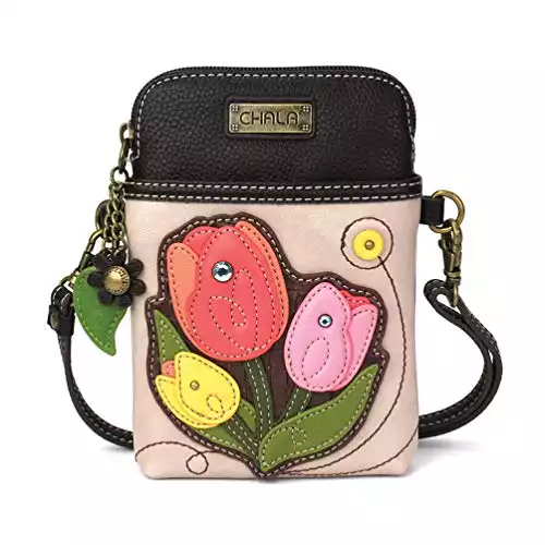 CHALA Crossbody Cell Phone Purse - Women PU Leather Multicolor Handbag with Adjustable Strap - Tulip - Ivory