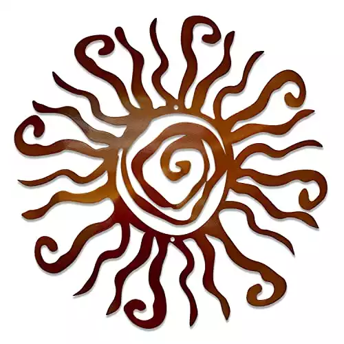 Riverside Designs Wacky Sun Metal Wall Art Indoor/Outdoor Decor - 18" Copper Rust Proof Wall Sculpture - Made in USA - Ideal for Bedroom, Garden, Home, Patio and Farmhouse