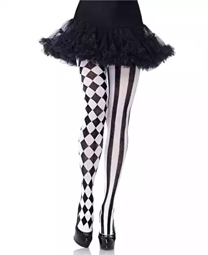 Leg Avenue Women's Harlequin Tights, White/Black, One Size