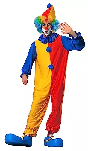 Classic Clown Adult Costume, Blue, Yellow & Red, Standard Size-fits up to 44 Jacket
