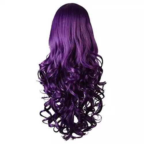 Rbenxia Curly Cosplay Wig Long Hair Heat Resistant Spiral Costume Wigs Anime Fashion Wavy Curly Cosplay Daily Party Purple 32" 80cm