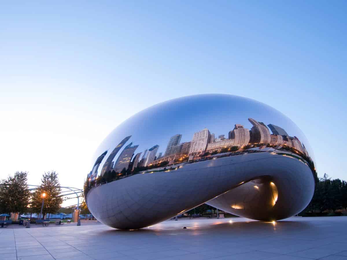 Cloud Gate, or The Bean, in Chicago, Illinois.