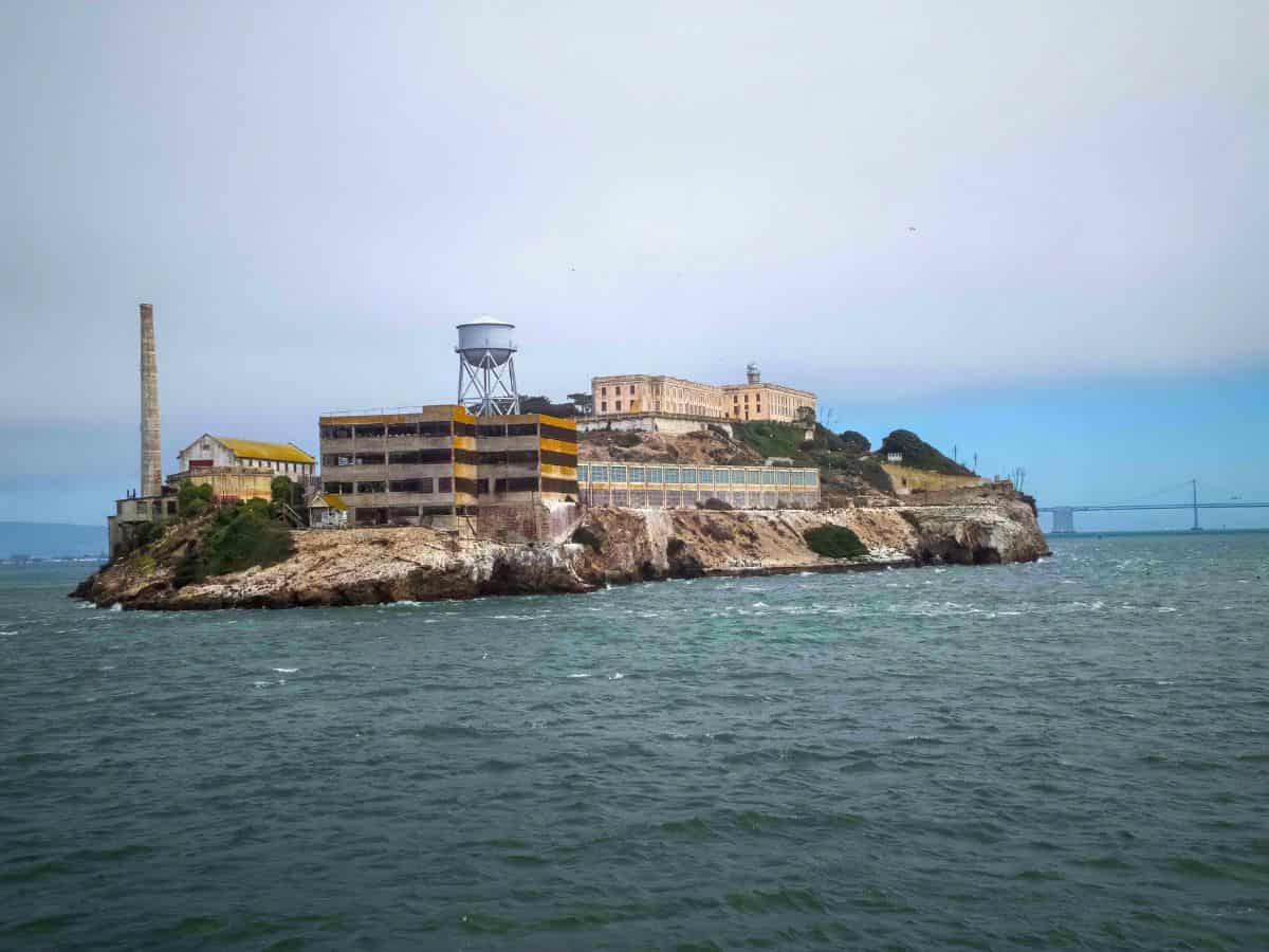 The ruins of the Alcatraz prison on Alcatraz Island.