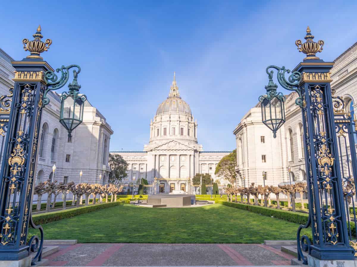 A large domed building that is City Hall in San Francisco.