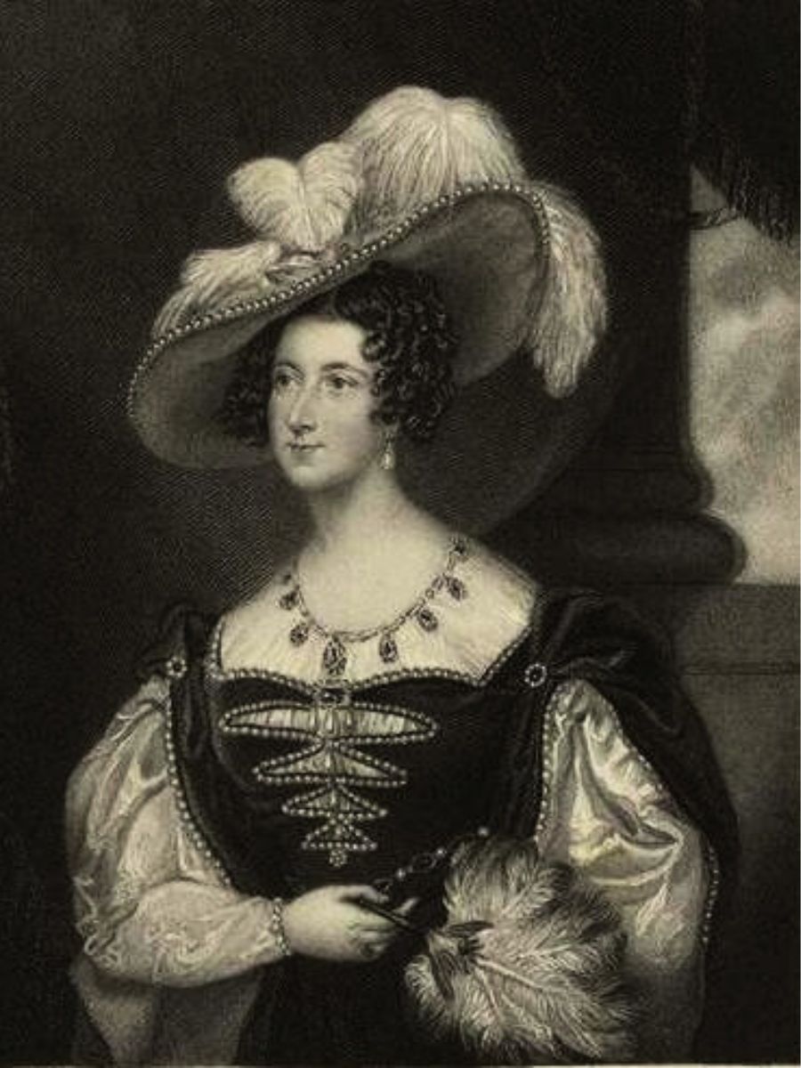 A historical portrait engraving of Anna Maria Russell, the Duchess of Bedford.