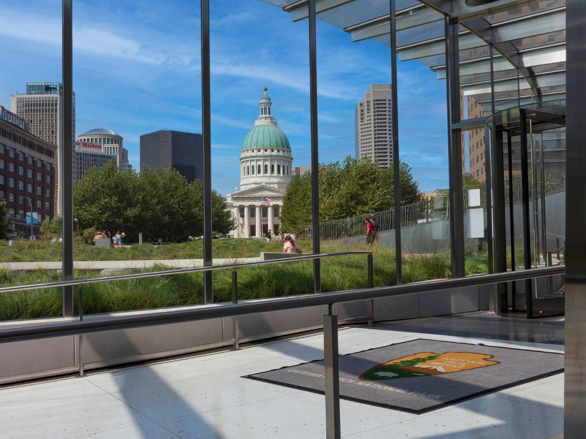 View of the Old Courthouse from inside the Gateway Arch.