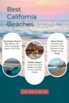 Promotional poster showcasing the best california beaches with highlights of specific popular destinations.