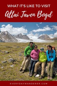 Altai Taven Bogd Pin 3 – JPG What it's like to visit the Altai Taven Bogd National Park in the Altai Mountains in Western Mongolia. Reasons why you should visit the Mongolian Altai Mountains including climbing Khuiten Peak and standing on the top of Mongolia. #mongolia #travel