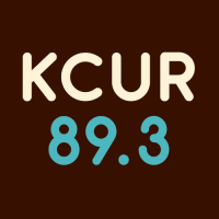 Kcur 89 3 logo on a brown background featuring sage Scott.